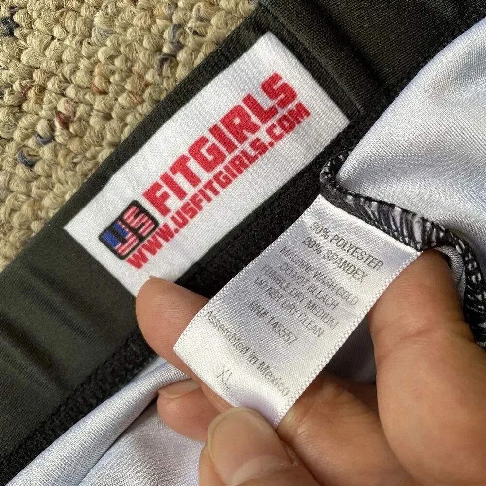 US Fitgirls Leggings Women XL Black Purple Athletic Work Out Pullon Stretch - Picture 4 of 4